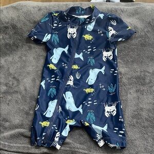 Carter's Navy Blue Whale & Crab One-Piece Swim Rashguard